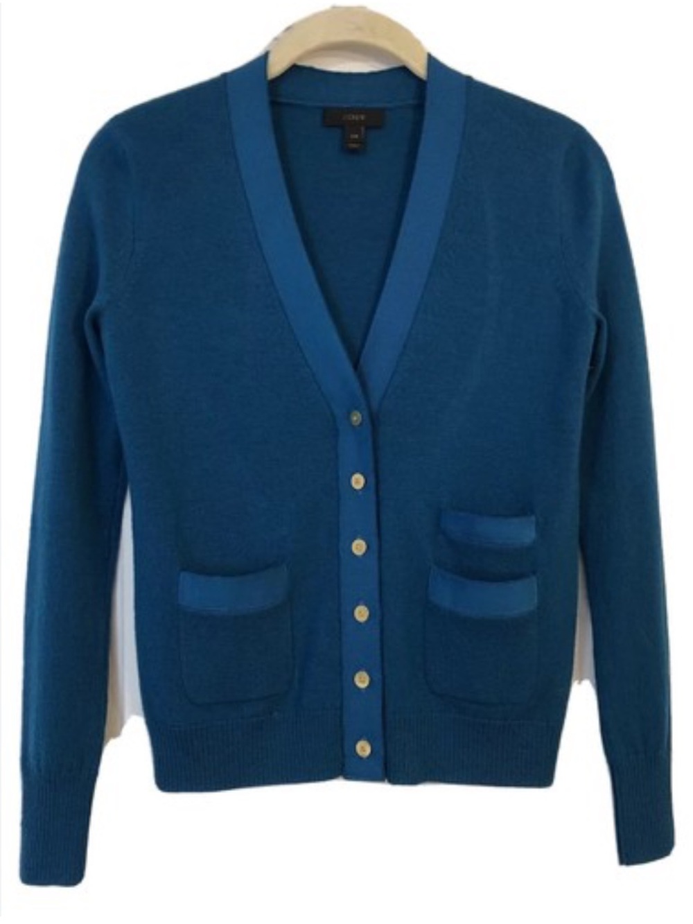 J. Crew Teal Blue V-Neck Button Front Cardigan